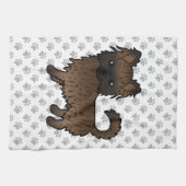 Brindle Long Coat Chihuahua Cartoon Dog & Paws Geschirrtuch (Horizontal)
