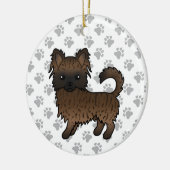 Brindle Long Coat Chihuahua Cartoon Dog & Paws Keramik Ornament (Links)