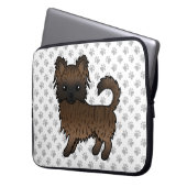 Brindle Long Coat Chihuahua Cartoon Dog & Paws Laptopschutzhülle (Vorderseite Links)