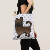 Brindle Long Coat Chihuahua Cartoon Dog & Paws Tasche (Von Nahem)
