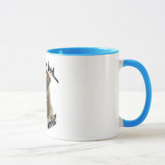 Brindle Mastiff bestraft die Tasse der Tat