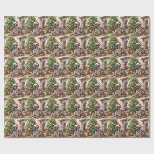 Brindle Mastiff Christmas Wrapping Paper Geschenkpapier (Flach)