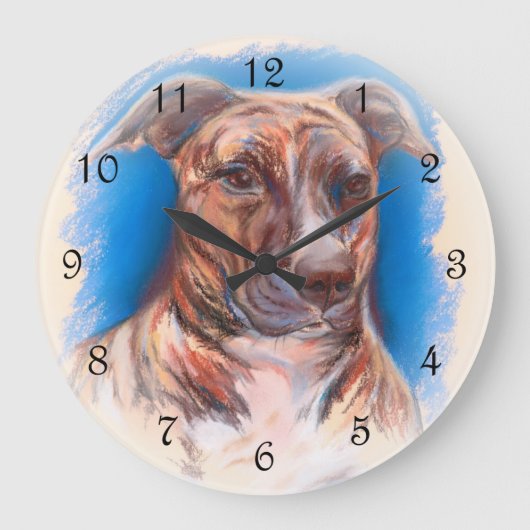 Brindle Pit Bull Dog Große Wanduhr (Vorderseite)
