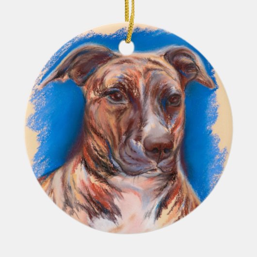 Brindle Pit Bull Dog Keramik Ornament (Vorne)