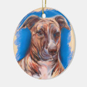 Brindle Pit Bull Dog Keramik Ornament (Links)