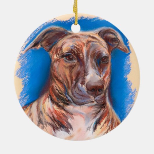 Brindle Pit Bull Dog Keramik Ornament (Hinten)