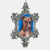 Brindle Pit Bull Dog Schneeflocken Zinn-Ornament (Links)