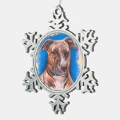 Brindle Pit Bull Dog Schneeflocken Zinn-Ornament (Rechts)