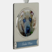 Brindle Pit Bull Puppy von Shirley Taylor Banner-Ornament Silber (Rechts)