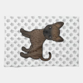 Brindle Smooth Coat Chihuahua Cartoon Dog & Paws Geschirrtuch (Horizontal)