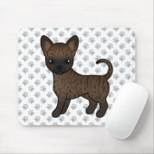 Brindle Smooth Coat Chihuahua Cartoon Dog & Paws Mousepad (Mit Mouse)