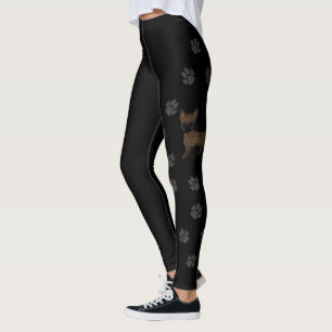 Brindle Smooth Coat Chihuahua Cartoon Hund & Pfote Leggings