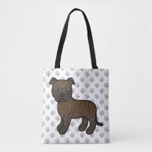 Brindle Staffordshire Bull Terrier Cartoon Dog Tasche