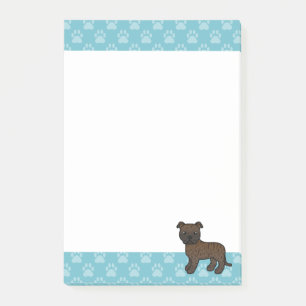 Brindle Staffordshire Bull Terrier Hund Zeichnung Post-it Klebezettel