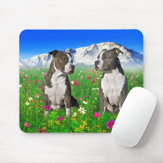 Brindle u. blaue Staffordshire- u. Pitbull-Hunde Mousepad (Mit Mouse)
