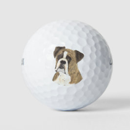 Brindle und weißer Boxerhund Golfball