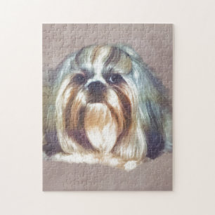 Brindle und weißer Hund Shih Tzu Puzzle