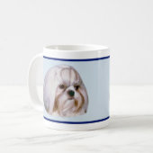 Brindle und weißer Hund Shih Tzu Tasse (Vorderseite Links)