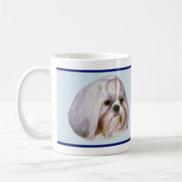 Brindle und weißer Hund Shih Tzu Tasse