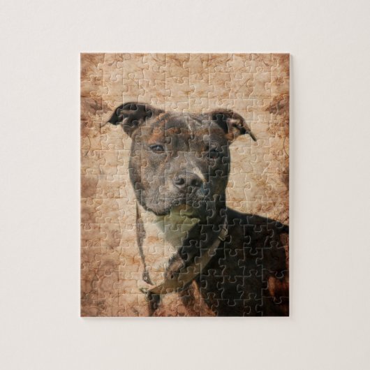 Brindle und weißer Pitbull Puzzle (Vertikal)