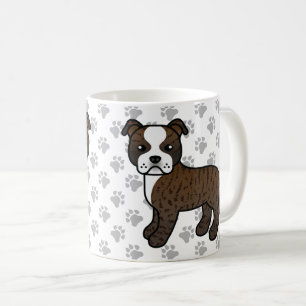 Brindle- und Weißer Staffordshire-Bullterrier-Hund Kaffeetasse