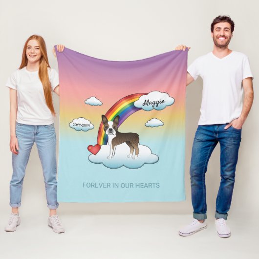 Brindle und White Boston Terrier Rainbow Memorial Fleecedecke (Beispiel)