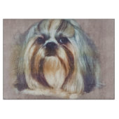 Brindle und White Shih Tzu Dog Schneidebrett (Vorderseite)