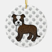 Brindle und White Staffordshire Bull Terrier Dog Keramik Ornament (Vorne)