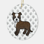 Brindle und White Staffordshire Bull Terrier Dog Keramik Ornament (Links)