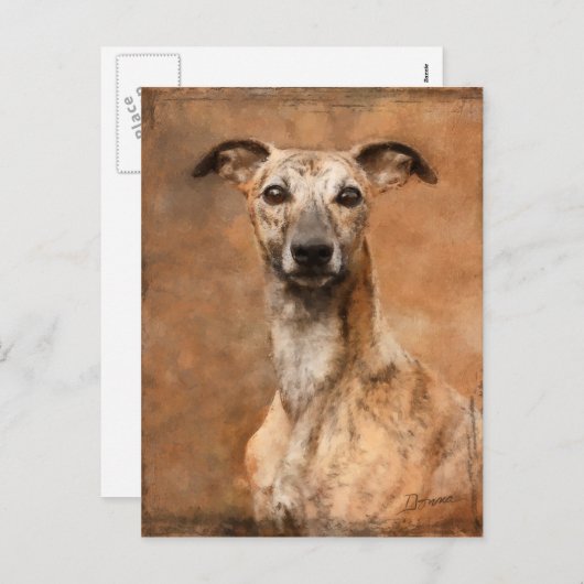 Brindle Whippet Dog Feiertagspostkarte (Vorne/Hinten)