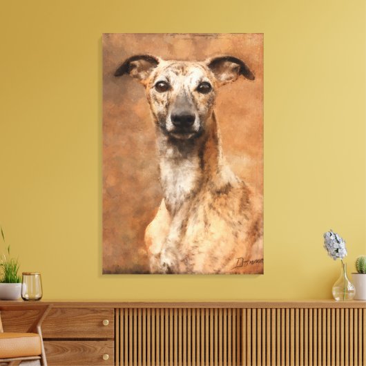 Brindle Whippet Dog Leinwanddruck (Insitu (Wohnzimmer))