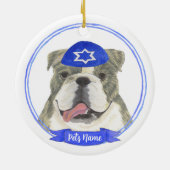 Brindle & White English Bulldog Hanukkah Keramik Ornament (Hinten)
