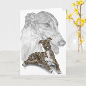 Brindle Windhund-Hundekunst Karte (Gelbe Blume)