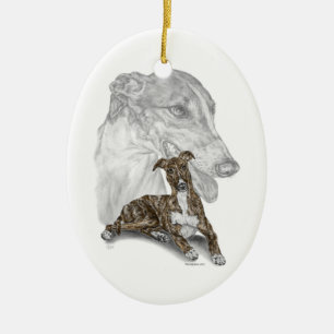 Brindle Windhund-Hundekunst Keramik Ornament