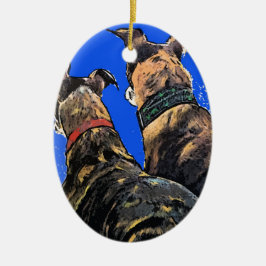 Brindle Windhund-Weihnachtsverzierung Keramik Ornament