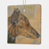 Brindle Windhund-Weihnachtsverzierung Keramikornament (Links)