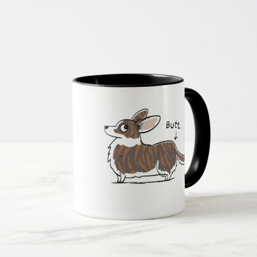 Brindle Wolljackecorgi-Hintern-Tasse Tasse (VorderseiteRechts)