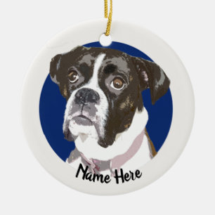 BrindleBoxer Hundeweihnachtsverzierung Keramik Ornament