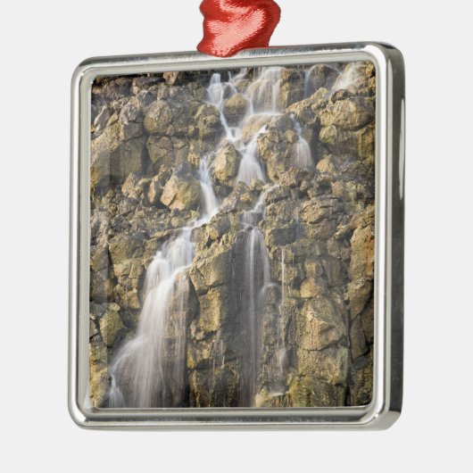 Brine fällt aus vulkanischem Gestein ab Silbernes Ornament (Links)