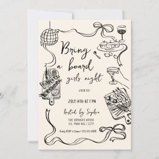 Bring a Board Girls Night Invitation Einladung