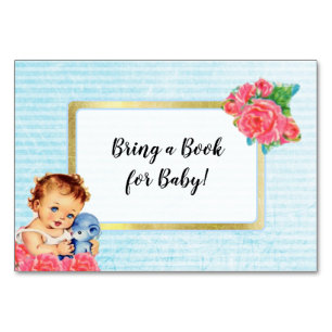 Bring a Book for Baby Vintage Mädchen und Rosen Ka Tischnummer
