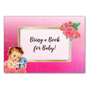 Bring a Book for Baby Vintage Mädchen und Rosen Ka Tischnummer