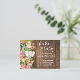 Bring a Book Rustic Pink Safari Baby Shower Card Platzkarte