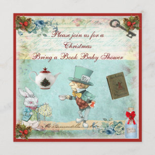 Bring a Book verrückter Hatter Weihnachten Baby Sh Einladung
