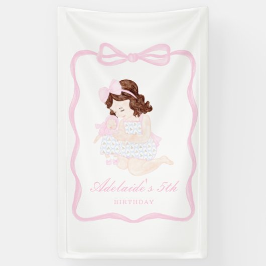 Bring a Doll Geburtstag Preppy Grandmillennial Banner (Vertikal)