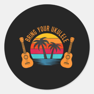 Bring Dein Ukulele Retro Vintage Hawaiian Runder Aufkleber