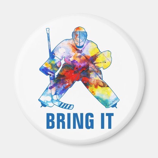 Bring it Hockey Goalie Watercolor Magnet (Vorne)