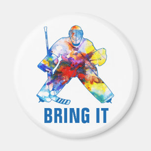 Bring It Hockey Torwart Wasserfarbe Magnet