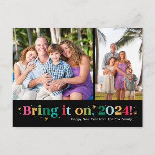 Bring It On Zwei Fotos Frohes Neujahrs-Postkarte Feiertagspostkarte