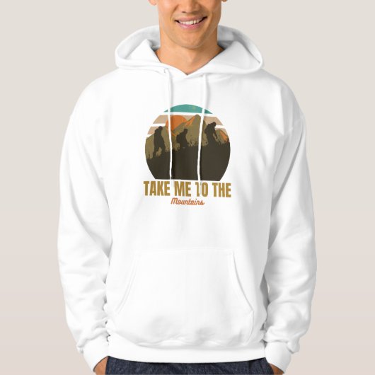 "Bring mich in die Berge" Retro-Silhouette Hoodie (Vorderseite)